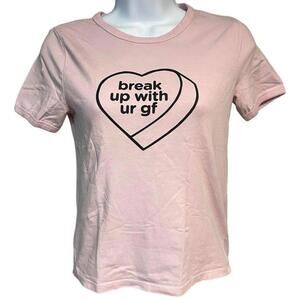 Ariana Grande "break up with ur gf" H&M 2019 Tour Baby Tee Pink Fitted Graphic S
